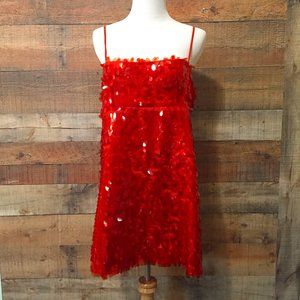 Zara Woman Red Paillette Mini Dress Spaghetti Strap Size M
